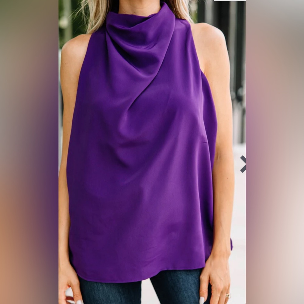 NWT- Mint Julep- Purple Cowl Neck Tank- Size XL